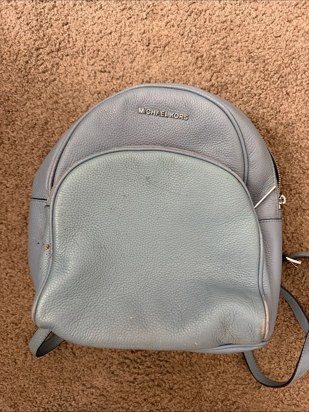 Michael Kors Light Blue Pebbled Leather Backpack